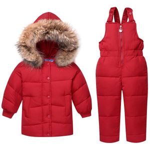 Mode Winter Donsjack Kinderen Kleding Verdikking Kinderkleding 3 Kleuren Jassen + Overalls Baby Snowsuit Bovenkleding
