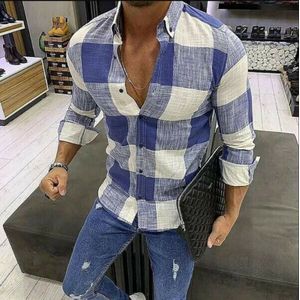 Mannelijke Plaid Zonder Pocket Shirt Mannen Kleding Slim Fit Lange Mouw Mannen Casual Mannelijke Shirt Sociale Plus size M-3XL