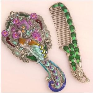 Europese Kleine Formaat Carry Vintage Hand Spiegels Makeup Vmirror Hand Hold Cosmetische Spiegel Met Handvat Voor HZJ012