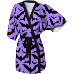 Vrouwen Sjaal Vleermuis Print Kimono Half Mouw Nachtjapon Vest Top Cover Up Jas Bohemian Vrouwen Zomer Strand Jurk Bikini