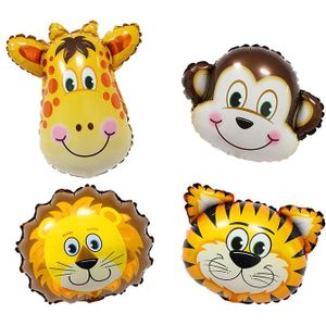 10 stks Dier hoofd ballon Leeuw Tijger Mokey Koe Giraffe hoofd folie ballon Kid Helium ballon voor Partij Decoratie