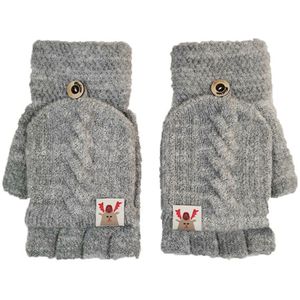 Winter Warm Verdikking Wollen Handschoenen Gebreide Flip Vingerloze Half-Vinger Handschoenen Wanten Vrouwen