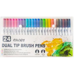 36 Kleuren Dual Tip Water Kleur Art Marker, Borstel Markeerstift Voor Hand Belettering Schetsen Note