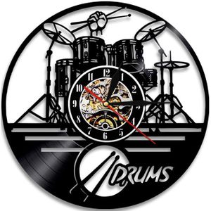 Gitaar Drums Set Silhouet Led Wandklok Backlight Muziek Vinyl Horloge Modern 3d Wandklok Horloge Band Lid Fan