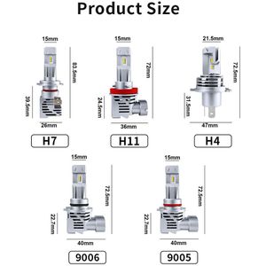 H7 Led Super Heldere Zes Chip H4 H11 9005 HB3 9006 HB4 Led Koplamp Bollen Hi-Lo Beam 12V 6000LM 6500K Autolamp Accessoires