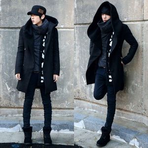 Mannen winter vintage lange vest mannelijke wol & blends kapmantel mannen manteau homme streetwear Kewlstyle Aziatische grootte TR07
