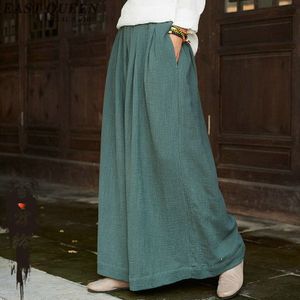 Chinese stijl off witte broek baggy broek vrouwen verticale strepen casual losse oversized wijde pijpen broek AA2845 YQ