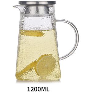 1200Ml/1500Ml/1800Ml Transparant Glas Water Kruik Hittebestendige Karaf Sap Thee Pot Ketel Pitcher met Rvs Filter