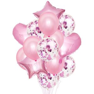 14 Pcs Latex Confetti Ballon Set Ster Hart Folie Ballon Bruiloft Verjaardag Baby Shower Party Decoraties