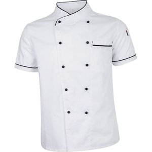 Vrouwen Mannen Duurzaam Chef-kok Jas Jas Double Breasted Hotel Keuken Zomer Dunne Ober Unisex Uniform Korte Mouw Chefwear M- 2XL