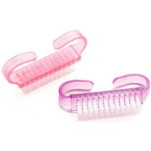 2Pc Cleaning Nail Borstel Roze Paars Kleur Schoon Gereedschap Voor Acryl & Uv Gel Dust Verwijderen Professionele Tips