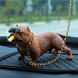 Leuke Simulatie Hond Pitbull Auto Ornament Cartoon Auto Decor Bulldog Auto Dashboard Decoratie