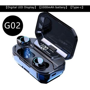Tws G02 Bluetooth Headset Draadloze Oordopjes 9D Stereo Muziek IPX7 Waterdichte Oordopjes Hoofdtelefoon Met 3300Mah Lange Levensduur Batterij