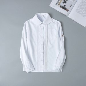 School Uniformen Lange Mouwen Wit Shirt Japanse Student Meisjes En Jongens Fawn Borduurwerk Uniform Top Geplooide Decoratieve Gesp