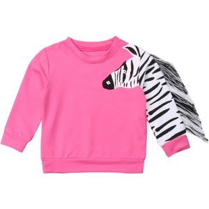 Pudcoco Rose Roze Trui met Zebra Mouwen Kwasten Peuter Kid Baby Meisjes 3D Zebra Top T-shirt shirt Kleding