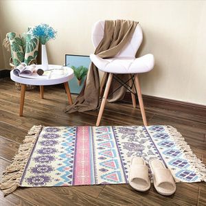 Bohemian Hand Geweven Katoen Linnen Tapijt Kwastje Slaapkamerkleedje Geometrische Floor Mat Afdrukken Gebied Tapijt Voor Woonkamer Home Decor