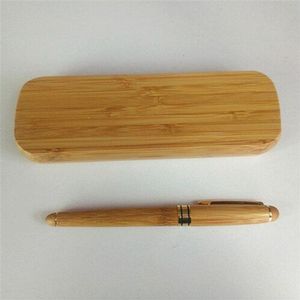 Vintage Elegante Bamboe Vulpen met Doos voor Relatiegeschenken Luxe Kantoor Schrijven Pennen