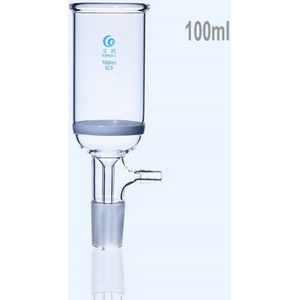 1Pc 100Ml Zand Core Filter Trechter Met Kleine Nozzles, standaard Frosted Mond Joint No.19 Laboratorium Glas Filter Ware
