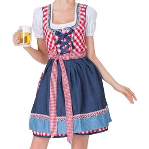 Traditionele Vrouwen Oktoberfest Dirndl Jurk Beierse Bier Maid Vrouwelijke Katoen Geborduurd Korte Mouwen Jurk