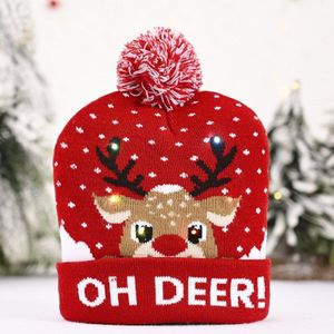 Kleurrijke Vrolijk Kerstfeest Led Licht-Up Knit Hoeden Beanie Hairball Caps Volwassen Kind Xmas Party Decoratie Hoeden smowman