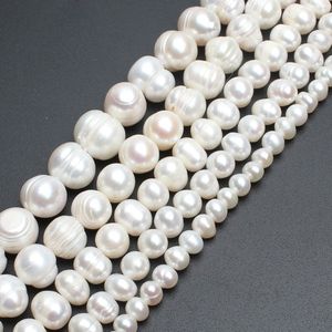 Natuurlijke Zoetwater Witte Parel 6-7 Mm 7-8 Mm 9-10 Mm Ronde Kralen Voor Sieraden maken Diy Charm Oorbellen Armband Ketting 15 Inch