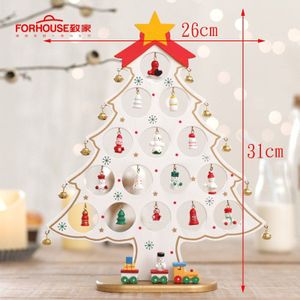 Kerstboom DIY Houten Kerstpakketten Mini Festival Party Nieuwjaar Deur Muur Opknoping Home Decoratie Ornamenten