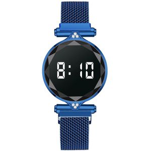 Luxe Digitale Magneet Horloges Voor Vrouwen Rose Goud Roestvrij Staal Jurk Led Quartz Horloge Vrouwelijke Klok Relogio Feminino