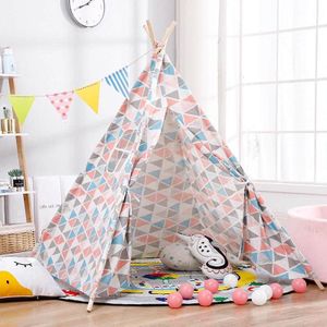 1.35/1.65M Draagbare Kinderen Tenten Speelhuis Kinderen Katoen Canvas Indian Spelen Tent Wigwam Kind Little Teepee kamer Decoratie