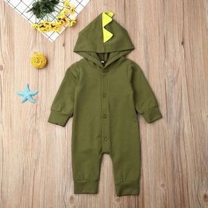 Pudcoco Pasgeboren Baby Jongen Meisje Kleding Effen Kleur Lange Mouw Capuchon Rits Romper Jumpsuit Een Stuk Outfit Katoenen Kleding