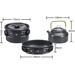 Outdoor Camping Kookgerei Ultra-Ligh Theepot Waterkoker Pan Set Geavanceerde Harde Aluminium Alumina Picknick Keukengerei Koken Theepot