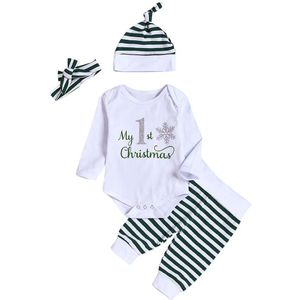 Baby Kerst Kleding 4 STUKS Winter Sets Brief Print Romper Streep Broek voor Jaar Party Peuter Kids Jongens Meisjes kleding 19Sp