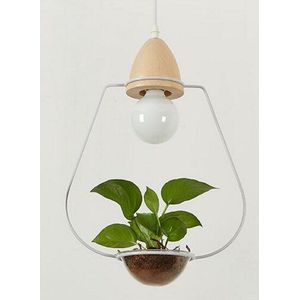 Art Deco Led Plant Hanglamp Met Houten Basis E27 Creatieve Rustieke Pot Cultuur Opknoping Lamp Voor Eetkamer Cafe bar Restaurant