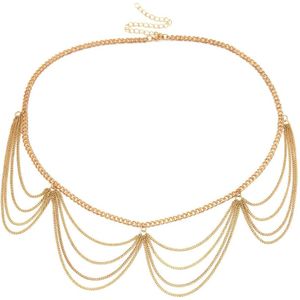 Brand Vrouwen Mode Luxe Ketting Riem Hip Hoge Taille Goud Smalle Metalen Ketting Chunky Franjes All-Match Multilayer Lange Kwast