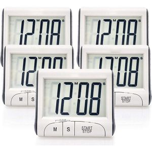 5-Pack Digitale Kookwekker/Koken Timer Met Groot Display, Luid Alarm, Netic Ondersteuning, intrekbare Stand