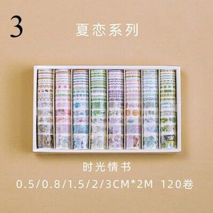 120 Stks/set Leuke Kleurrijke Washi Tape Plant Masking Tape Decoratieve Plakband Voor Diary Scrapbooking Kawaii Briefpapier