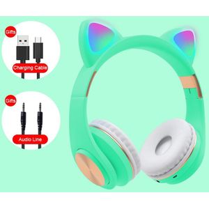 Rgb Flash Light Leuke Kat Ear Draadloze Hoofdtelefoon Ruisonderdrukking Headset Bluetooth Kinderen Headset Met Microfoon Voor Telefoon