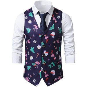 Kerst Pak Vest Mannen 3D Flamingo Print Heren Vest Xmas Party Prom Tuxedo Vesten Gilet Kostuum homme