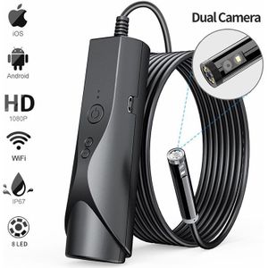 1080P Hd Endoscoop Camera Dual 8Mm Lens Met 8 Led Licht IP67 Industriële Wifi Endoscoop Inspectie Camera Voor ios Android Telefoon