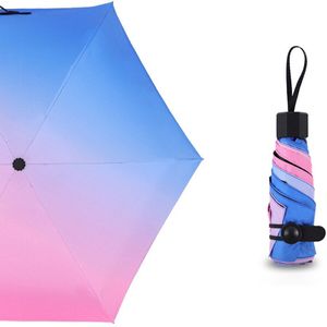 Vrouwen Mini Regenboog Paraplu Regen En Zon Bescherming 5-Stage 6 Ribben Vouwen Kleine Paraplu Vrouwelijke Parasol Voor meisjes Anti Uv