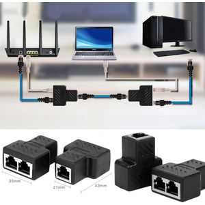 Elisona 1 naar 2 Manier RJ45 Netwerk Kabel Splitter Adapter Vrouwelijke LAN Ethernet Socket Connector Adopter Extender Accessoires