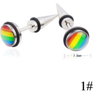 Lgbt Rainbow Rvs Oorbellen Lesbische Gay Pride Stud Oorbel Voor Mannen En Vrouwen (1 Paar)