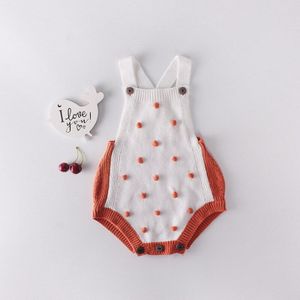 Baby Romper Modieuze Mouwloze Gebreide Jumpsuit Close-Fitting En Comfortabele Bodysuit Voor Jongens Groen/Oranje