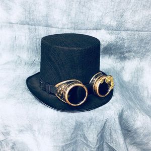 Black Steampunk Jazz Hoed Festival Carnaval Retro Gothic Hoed Vrouwen Mannen Magician Cap Stage Performance Party Wizard Cosplay Props