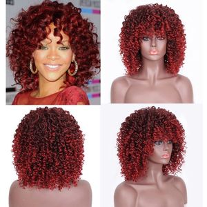 Kookastyle Kort Krullend Pruiken Voor Zwarte Vrouwen Synthetische Rode Pruik Afrp Kinky Krullend Pruik 10 Kleuren Beschikbaar Natuurlijke Haar
