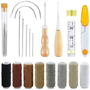 Naaien Priem Kit Professionele Speedy Stitcher Naaien Priem Tool Kit DIY Handgemaakte Lederen Tool voor Lederen Zeil Canvas Zware Reparatie Accessoire (Waxed Thread 2 Naalden