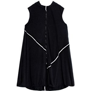 Xitao Plus Size Geplooide Vest Mode Vrouwen Herfst Mouwloze Hooded Kraag Elegante Minderheid Losse Casual Vest ZP3516