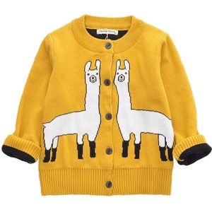 Kinderen Trui Jas Kinderen Gebreide Uitloper Jongens Meisjes Warm Candy Kleur Licht Kids Vest Leuke Cartoon Peuter Jas Geel