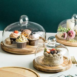 Cake Platter Houten Dienblad Met Cover Dessert Cupcake Fruit Display Lade Vintage Decor Voor Home Party Keuken