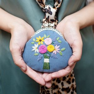 Bloem Diy Tas Borduren Portemonnee Zoenen Tas Kruissteek Kit Voor Beginner Handwerken Naaien Craft Vriend Creatieve Gaven