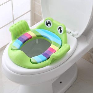 Leuke Cartoon Anti-Slip Zindelijkheidstraining Seat Toilet Trainer Met Zachte Kussen Handvat Splash Guard Voor 1-6 jaar Oude Kinderen